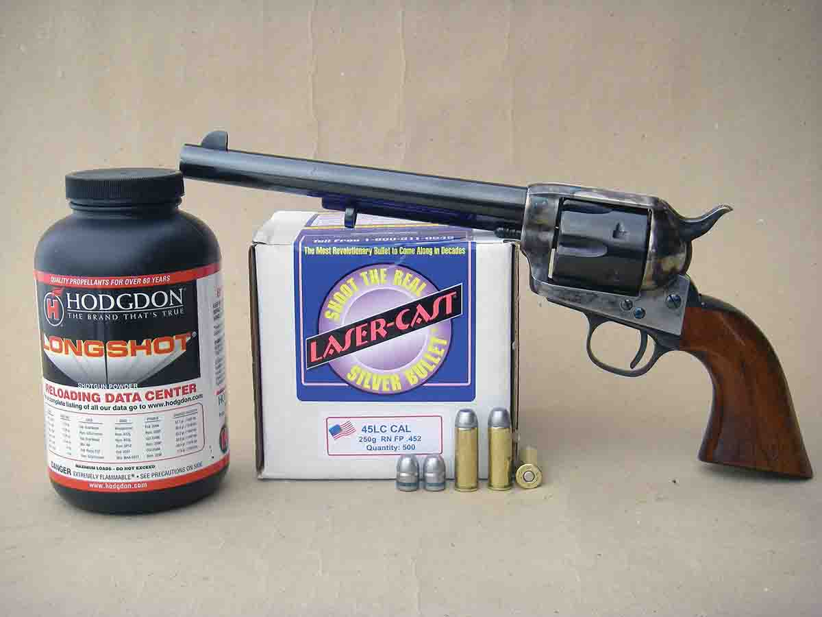 The Uberti Model 1873 SAA pattern revolver has been steadily improved over the years. Hodgdon Longshot powder will perform best with heavier bullets.